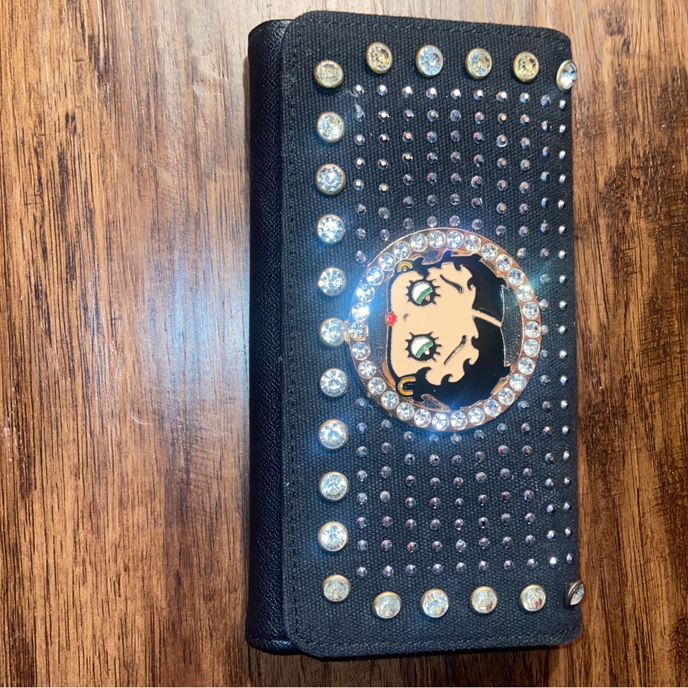Black Rhinestone Wallet with betty boop Design